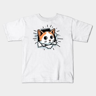 Cute cat peeking Kids T-Shirt